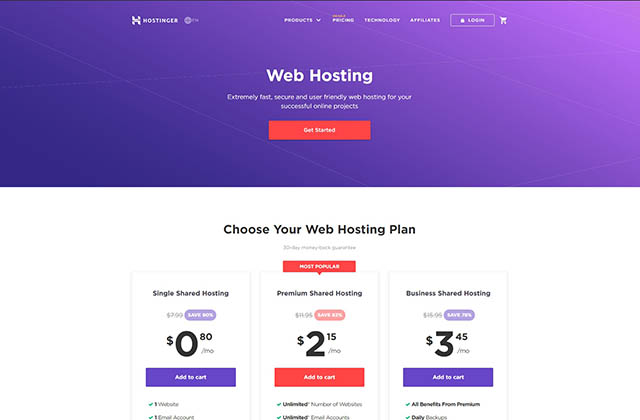 Hostinger cheap hosting plans